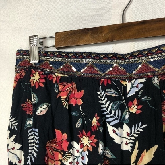 Jaase Black Floral Wide Leg Soft Pants L - Picture 3 of 5